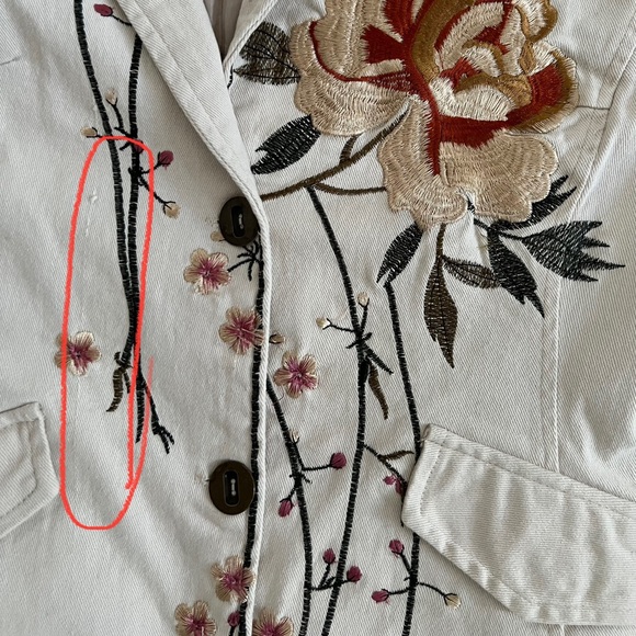 WE Embroidered Cream Floral Women's Coat - Picture 8 of 11